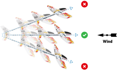 Launch the model against the wind.