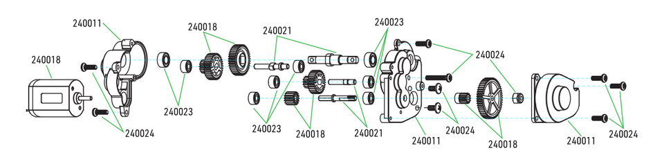 GRE-18 - Exploded reduction gearbox